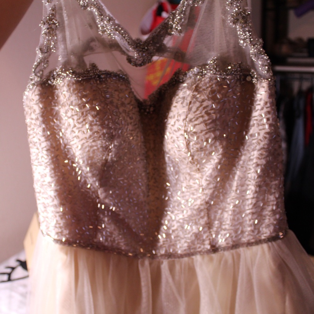 Chicas sequined nude and silver dress